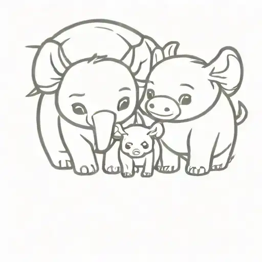 appa and momo from avatar tattoo design idea
