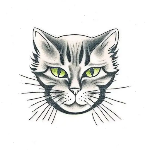 Japanese cat tattoo design idea