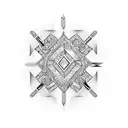 multiple diamonds with one samourai, one swimmer, DNA, one sport car tattoo design idea