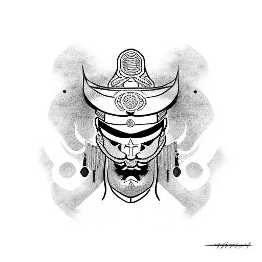 un samouraï chinois  avec son sabre tattoo design idea