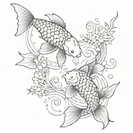 two fish koi un line tattoo tattoo design idea