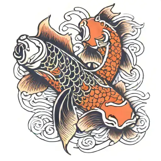 two fish koi un line tattoo tattoo design idea