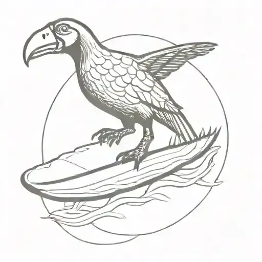 dodo surfing on waffle tattoo design idea