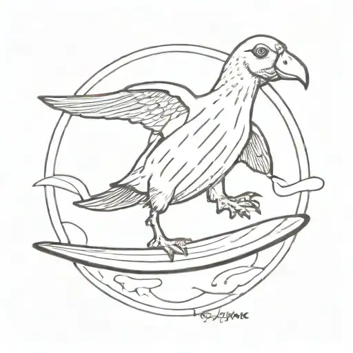 dodo surfing on belgium waffle tattoo design idea