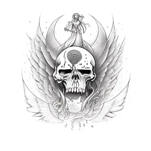 something that symbolizes the fear of death with gothic and angelic flaire  tattoo design idea