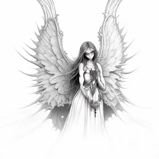 fear of death with an angelic but also gothic vibe not to big, fairy core without skull tattoo design idea