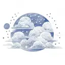 cloud background with stars and doves tattoo design idea