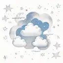 cloud background with stars and doves tattoo design idea