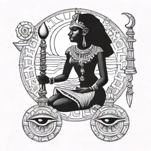 egypt anubes libra moon sun tattoo design idea