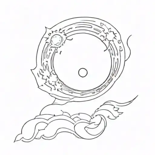 two minimalist designs of a lunar eclipse and a solar eclipse tattoo design idea