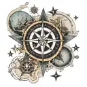 nautical star map surrounded tattoo design idea