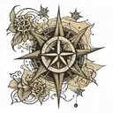 nautical star map surrounded tattoo design idea