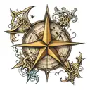 nautical star map surrounded tattoo design idea