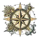 nautical star map surrounded tattoo design idea