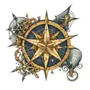 nautical star map surrounded tattoo design idea