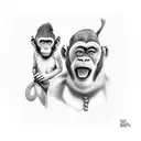 slave with monkey, family, love, passion, party  tattoo design idea