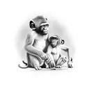 slave with monkey, family, love, passion, party  tattoo design idea
