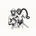 slave with monkey, family, love, passion, party  tattoo design idea