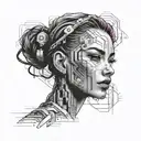 cyberpunk inspired women face tattoo on forearm  tattoo design idea