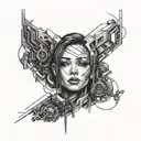 cyberpunk inspired women face tattoo on forearm  tattoo design idea