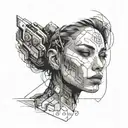 cyberpunk inspired women face tattoo on forearm  tattoo design idea