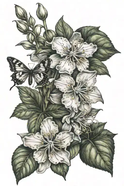primrose and honeysuckle flowers tattoo design idea