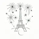 small eiffel tower fireworks exploding tattoo design idea