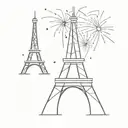 small eiffel tower fireworks exploding tattoo design idea