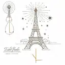 small eiffel tower fireworks exploding tattoo design idea