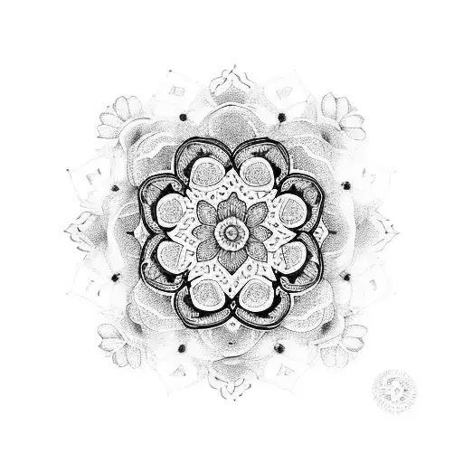 mandala with roses tattoo design idea