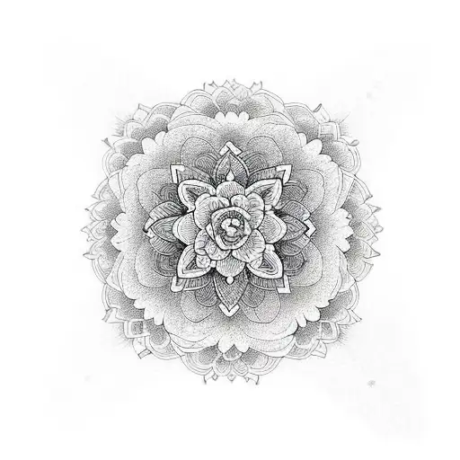 mandala with roses tattoo design idea