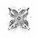 A graffiti-style semi colon made up of interconnected bullet shells tattoo design idea