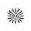 A graffiti-style semi colon made up of interconnected bullet shells tattoo design idea