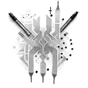 A graffiti-style semi colon made up of interconnected bullet shells tattoo design idea