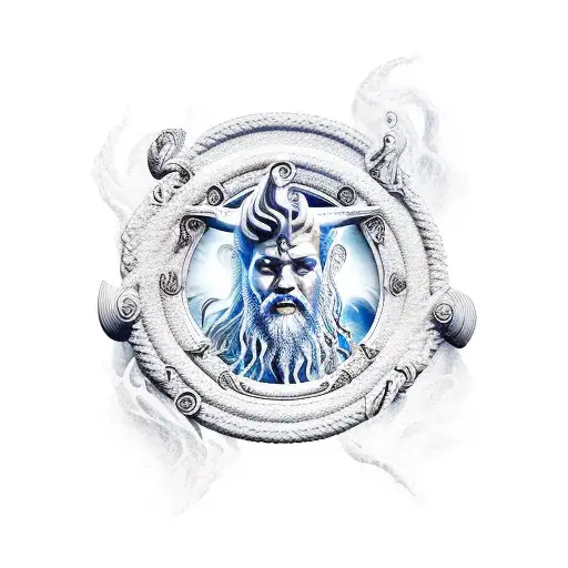 poseidon waves boat journey ithaka tattoo design idea