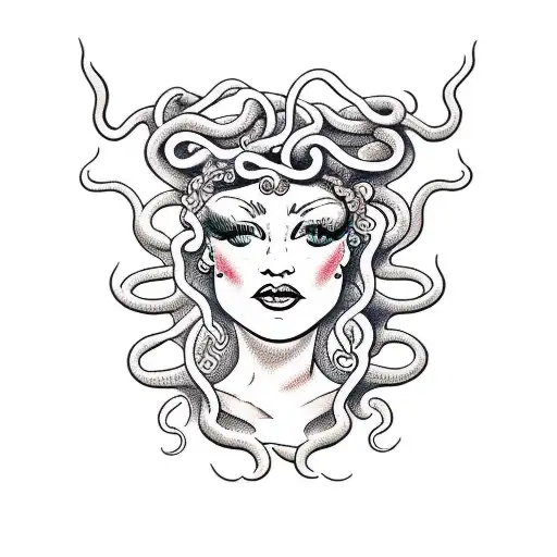 Medusa abstract tattoo design idea