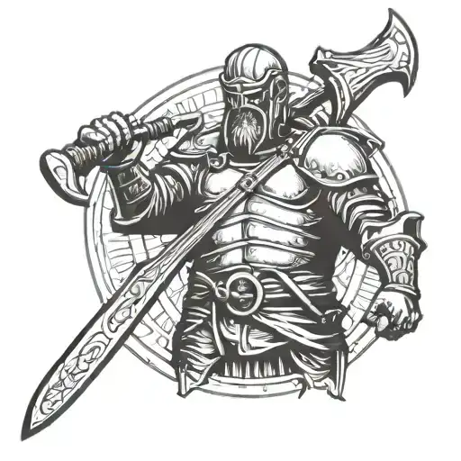 mediaval executioner holding an axe tattoo design idea