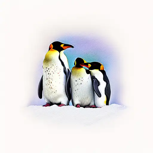 emperor penguin family  tattoo design idea