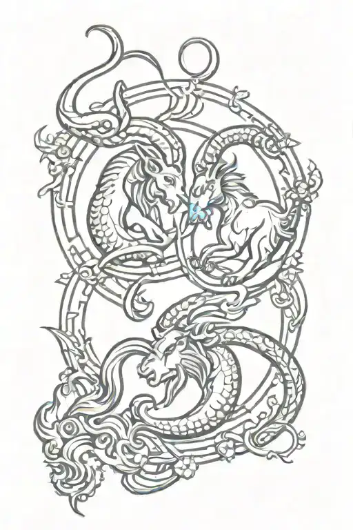 Capricorn and Gemini zodiac sign tattoo tattoo design idea
