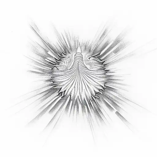 A mesmerizing dotwork tattoo depicting a runner breaking through a finish line tape in a burst of energy tattoo design idea