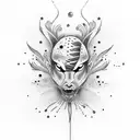 A mesmerizing dotwork tattoo depicting a runner breaking through a finish line tape in a burst of energy tattoo design idea