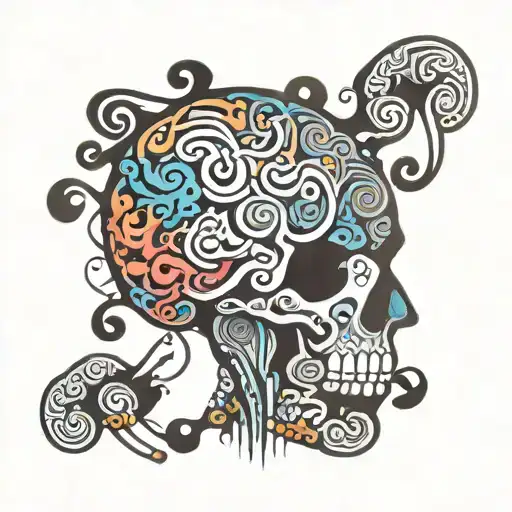A colorful brain with swirling patterns to represent the complexity of ADHD and dyslexia tattoo design idea