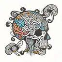 A colorful brain with swirling patterns to represent the complexity of ADHD and dyslexia tattoo design idea