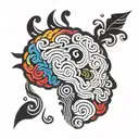 A colorful brain with swirling patterns to represent the complexity of ADHD and dyslexia tattoo design idea