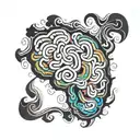 A colorful brain with swirling patterns to represent the complexity of ADHD and dyslexia tattoo design idea