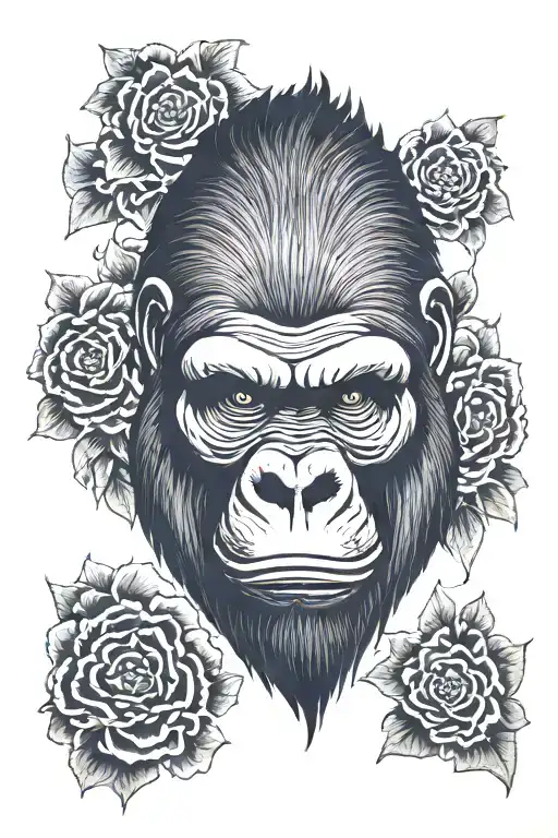 gorilla face tattoo design idea