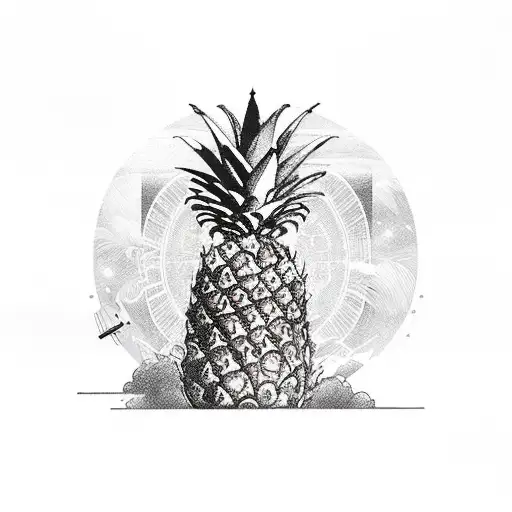 pineapple with space needle tattoo design idea