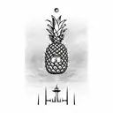 pineapple with space needle tattoo design idea