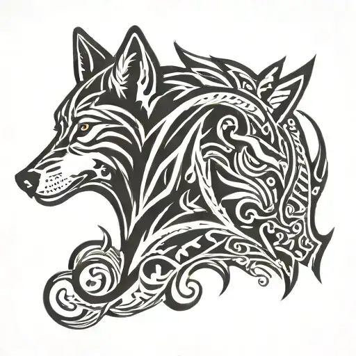 wolf and virgo symbol tattoo design idea