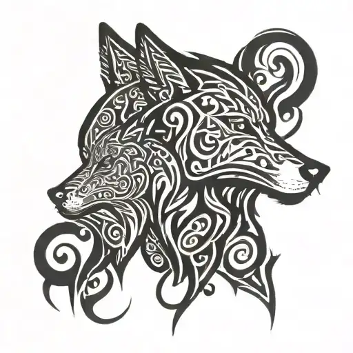 wolf and virgo tattoo design idea